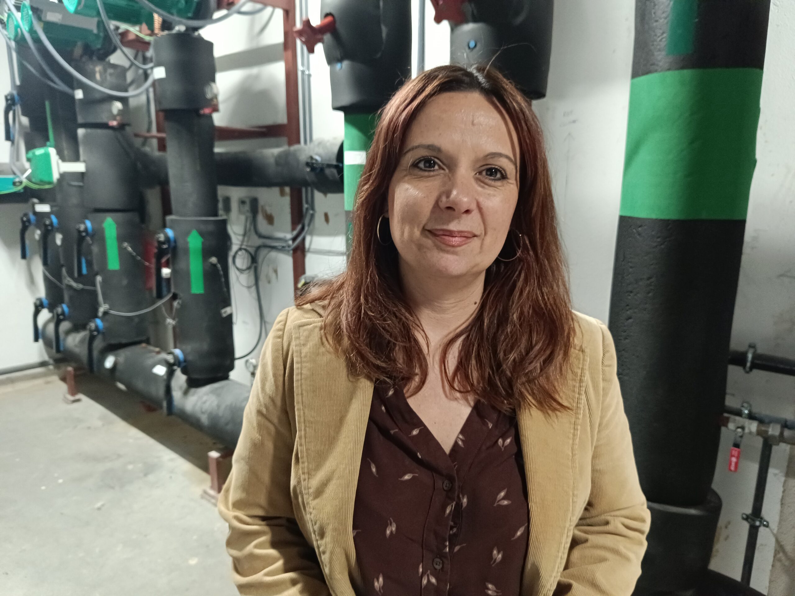 Ilenia Megías, directora del IES Complutense de Alcalá de Henares en la sala de maquinas del instituto.- Guillermo Martínez