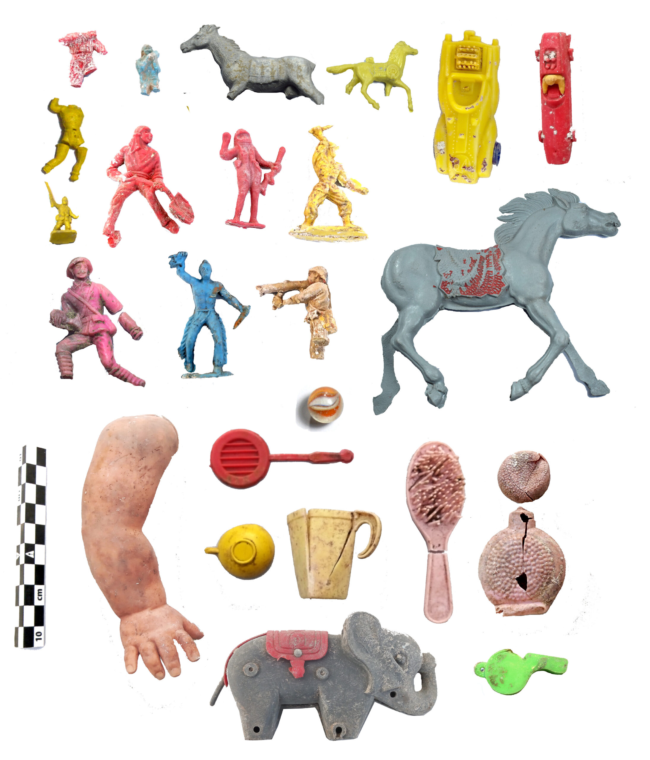 Algunos de los juguetes encontrados en las excavaciones de Peironcely en Entrev&iacute;as, Vallecas.-&nbsp;Alfredo Gonz&aacute;lez Ruibal