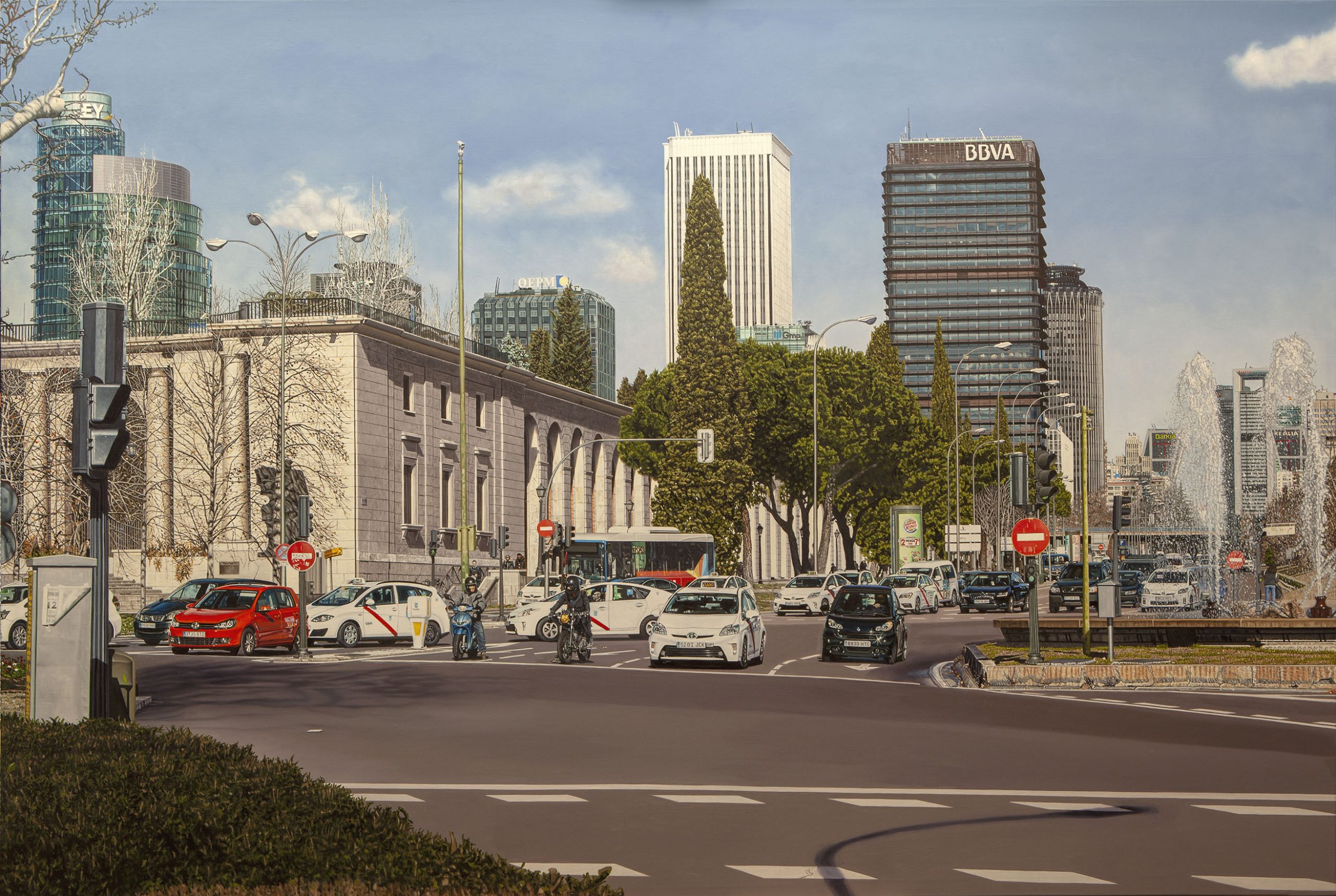 La Castellana desde Nuevos Ministerios, en &oacute;leo sobre lienzo.- Ayuntamiento de Madrid